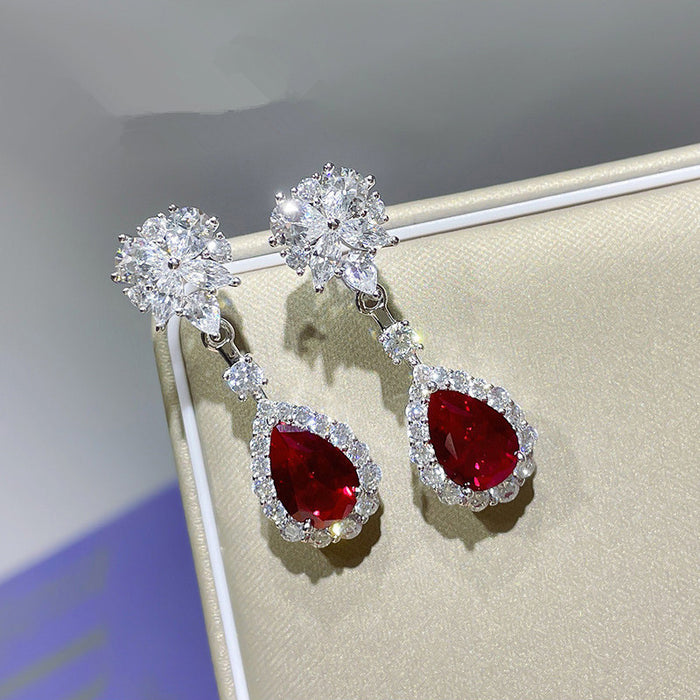 Long earrings floral teardrop earrings