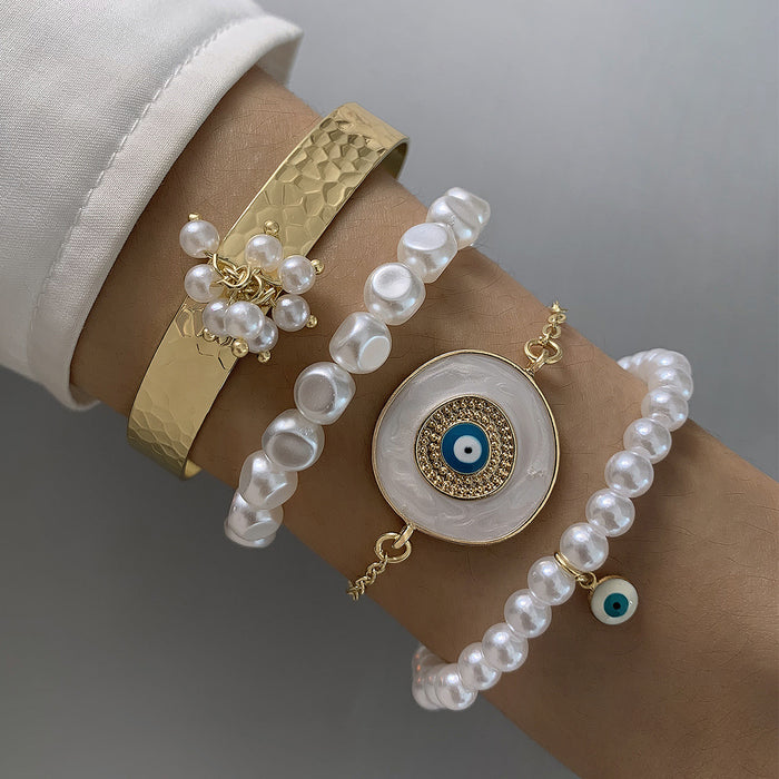 Bohemian Evil Eye Bracelet Set - Unique Diamond-Inlaid Jewelry