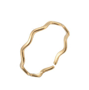 Forest plain ring, 18K gold-plated stainless steel wave open ring wholesale - wallojewerly 