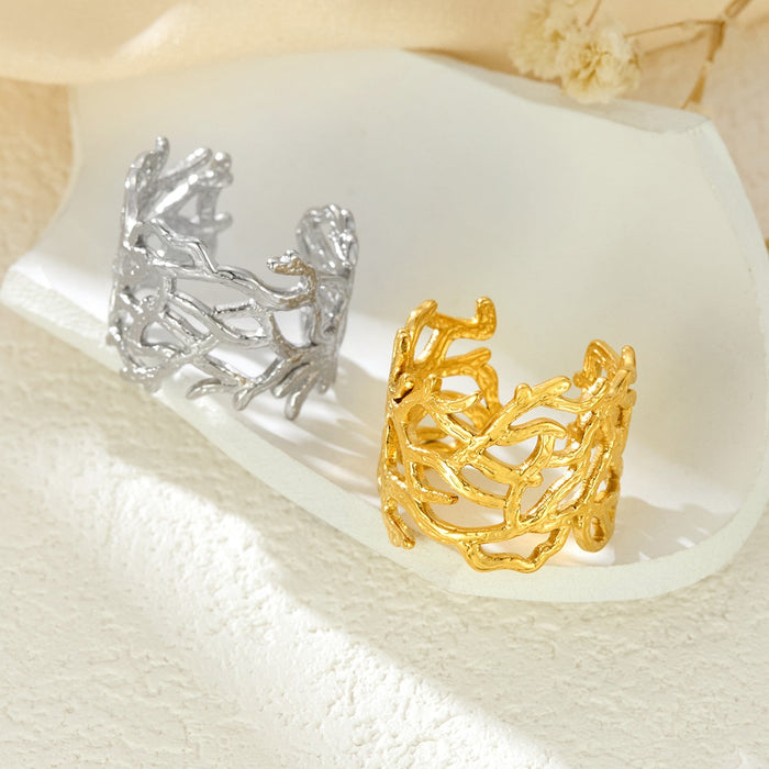 Wholesale stainless steel irregular hollow wide rings