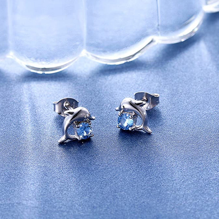 Dolphin earrings sweet mini zircon earrings for women