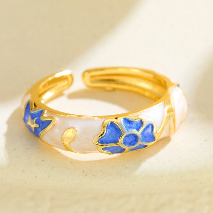 Wholesale copper dripping flower open rings