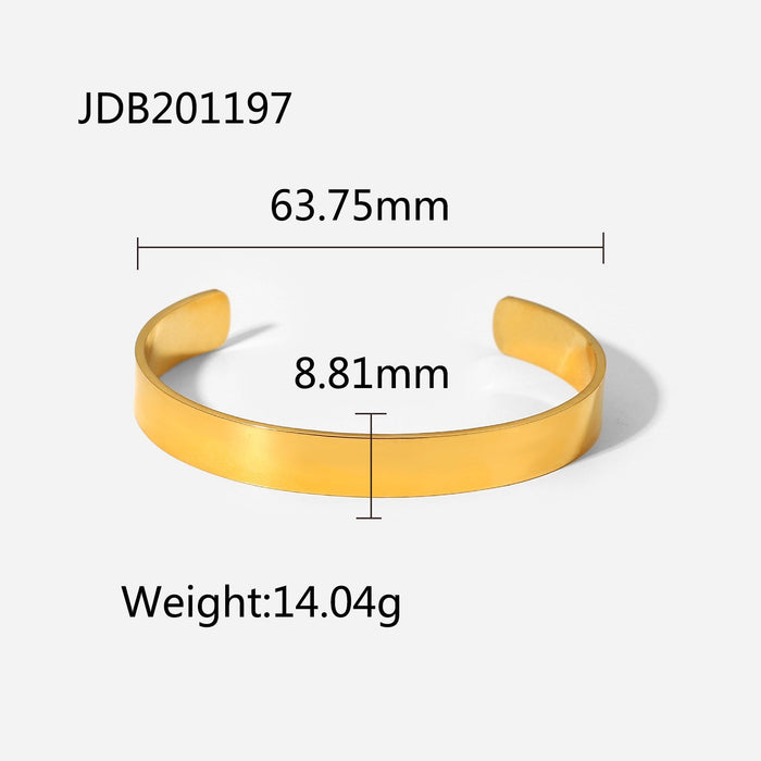 Stainless Steel Gold Plated Open Bracelet - wallojewerly 