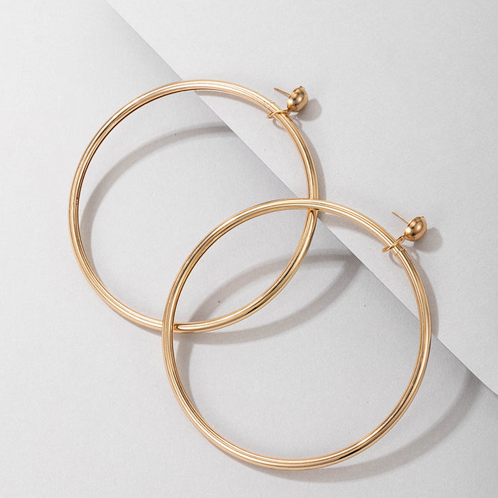 Gold Large Circle Alloy Geometric Temperament Earrings