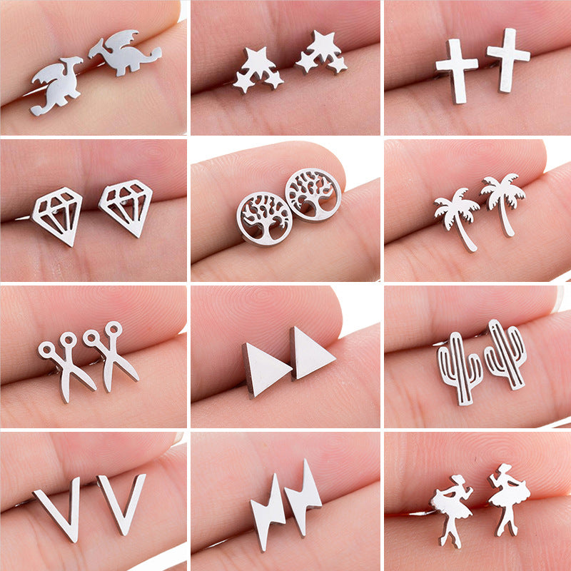 Christmas tree earrings, ins women's temperament fashion girl style cross geometric simple earrings wholesale