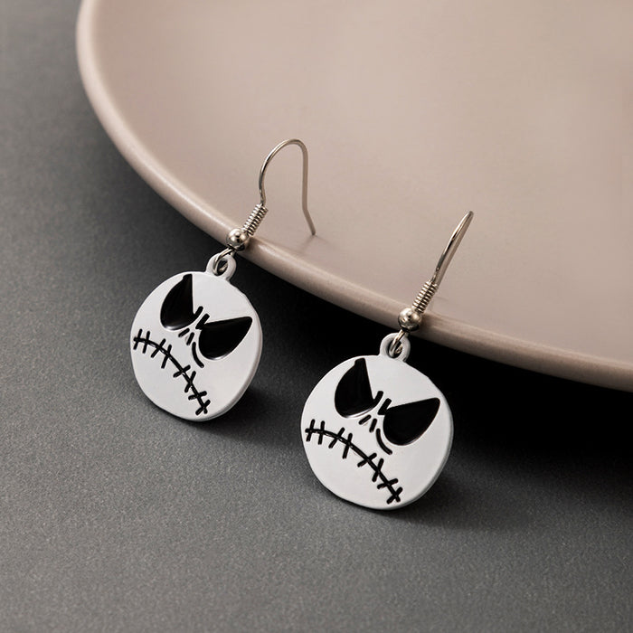 Halloween horror skull oil drip earrings