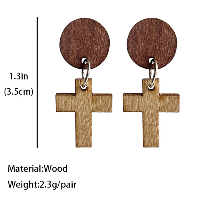 Wooden cross earrings