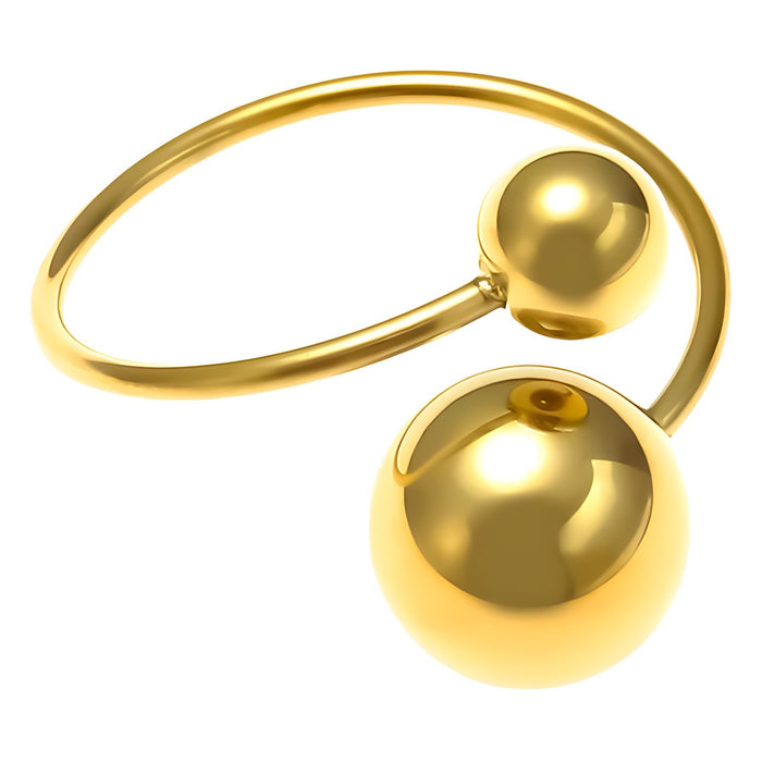 Wholesale titanium steel gold-plated open rings with various sizes of steel beads