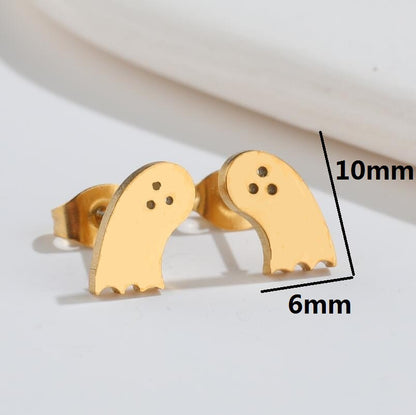 Ghost and Dinosaur Stainless Steel Earrings - 18K Gold Plated Halloween Jewelry