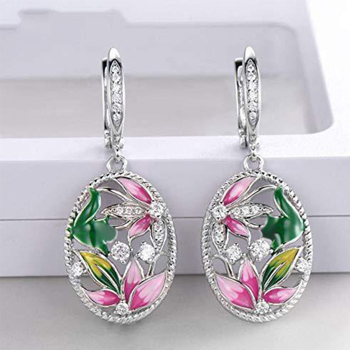 Pendientes de flores de esmalte epoxi