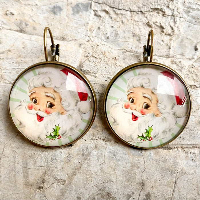 Christmas Snowman, Snowflake, and Santa Stud Earrings with Vintage Style