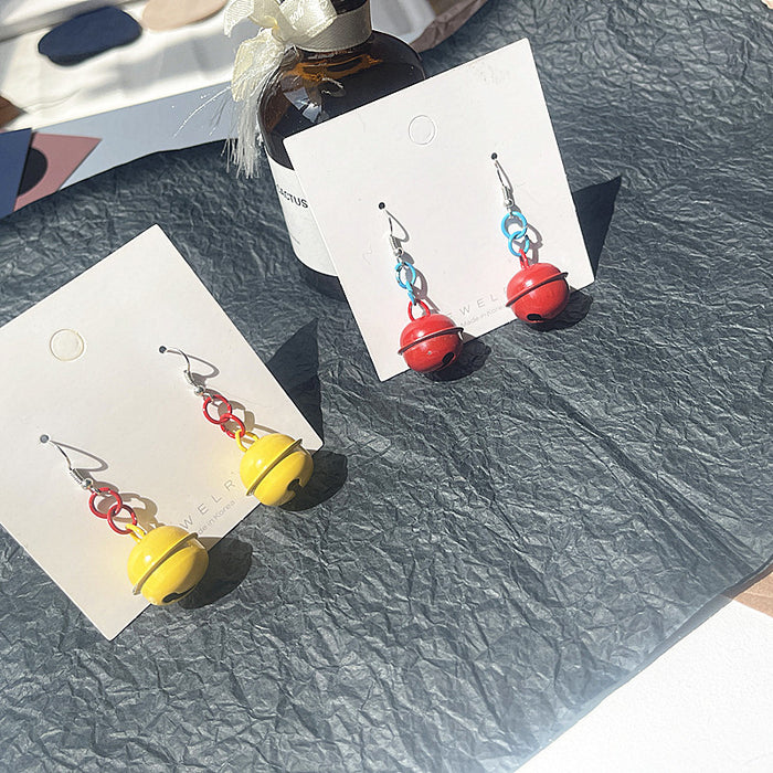 Metal bell earrings S925 silver needle color spray paint cute earrings