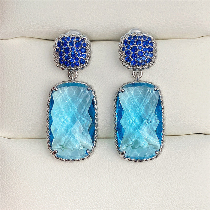 Aquamarine earrings luxury zircon earrings for women