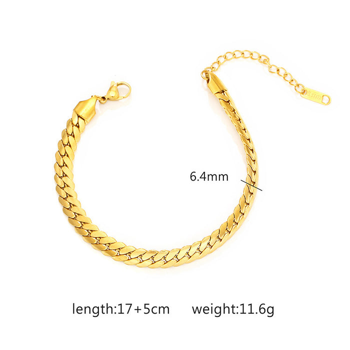 18K Gold Plated Stainless Steel Cuban Chain Women's Titanium Steel Bracelet