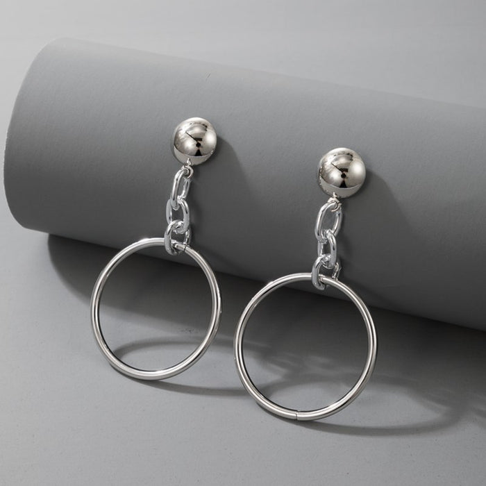 Chain big circle simple temperament earrings