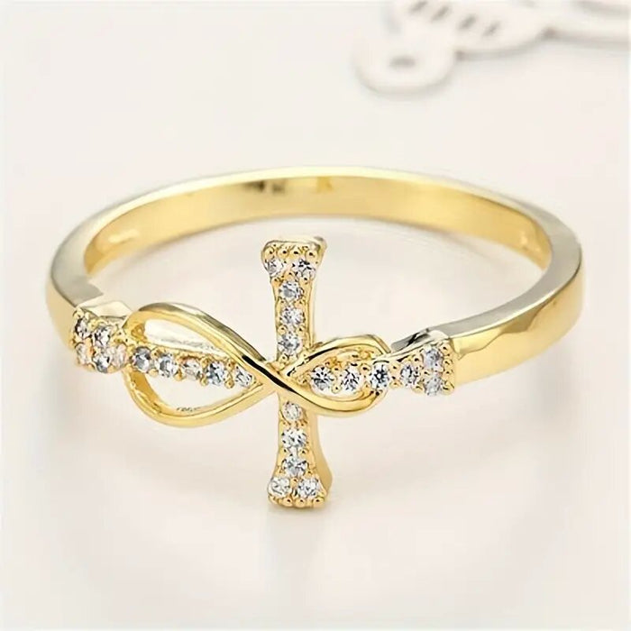 Cross zircon ring simple classic design ring fashionable personality female ring