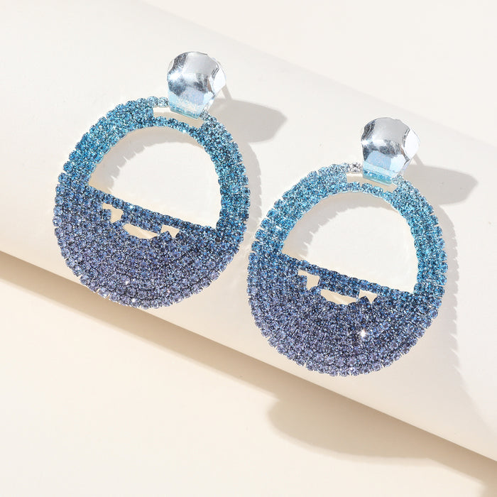 Gradient Tassel Earrings - Exaggerated Rhinestone Dangles for a Trendy Look