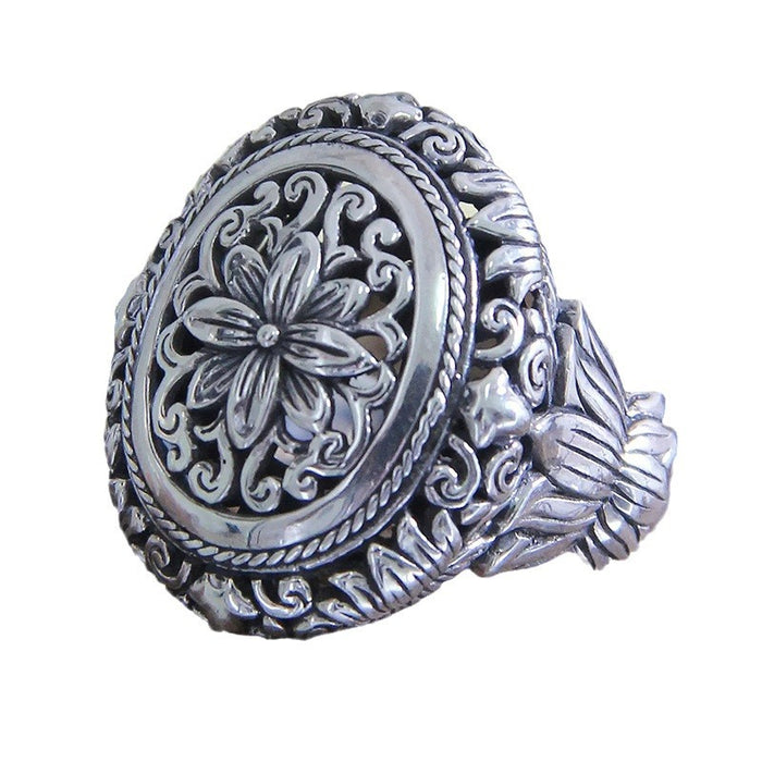 Cross iris ring retro hip-hop personality lotus ring