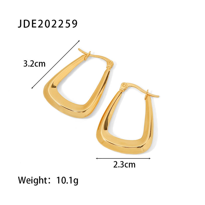 Fashionable Geometric 18K Gold Plated Titanium Steel Pot-Shaped Hollow Earrings - European Style Earrings