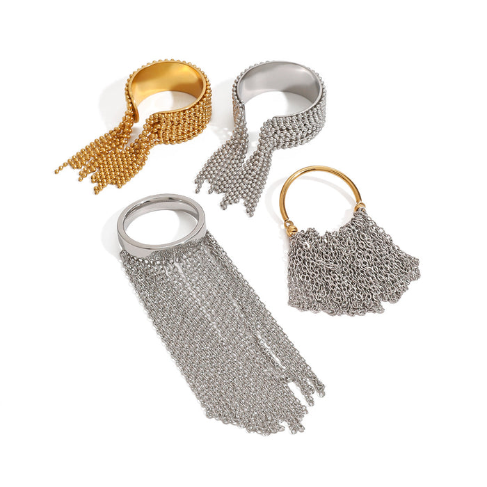 18k gold stainless steel tassel ring