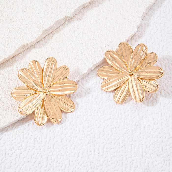 Flower Earrings Gold Simple Design Earrings