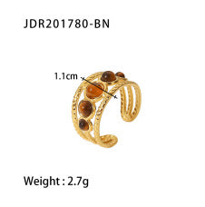 Anillo de Acero Inoxidable con Ojo de Tigre de Piedra Natural