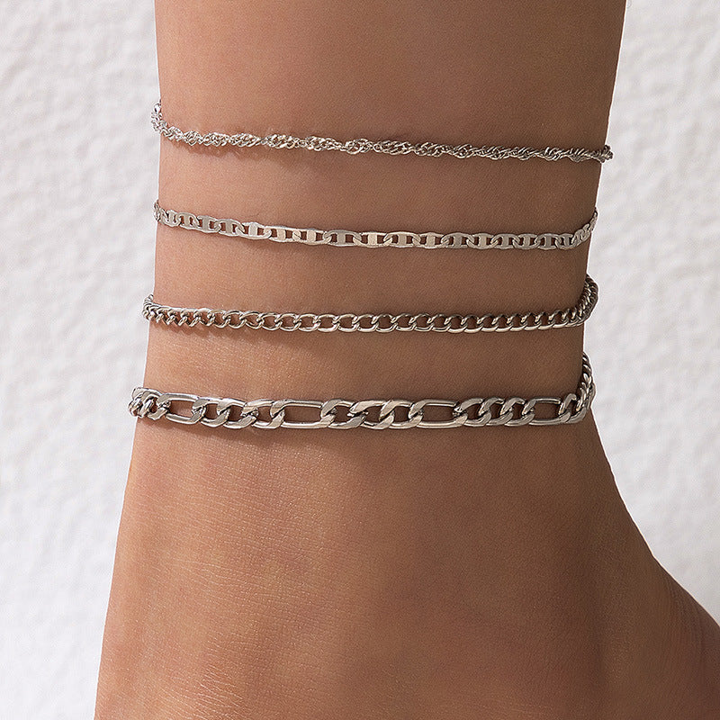 Fashion Chain Anklet Set with Simple Alloy Design