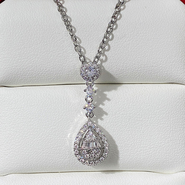 Creative teardrop pear-shaped pendant zircon women's necklace