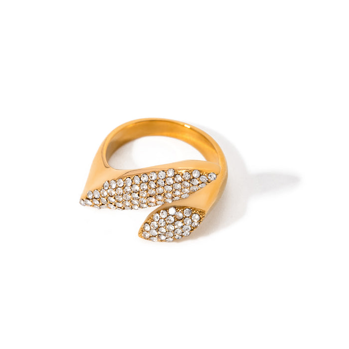 Elegant 18K Gold Plated Stainless Steel Ring with Geometric Patterns