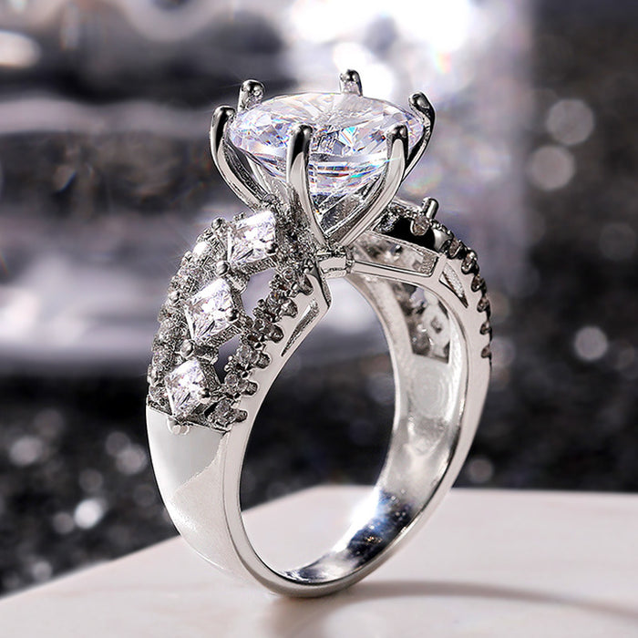 Luxury High Quality Zirconia Women's Ring Hollow Square Diamond Engagement Ring