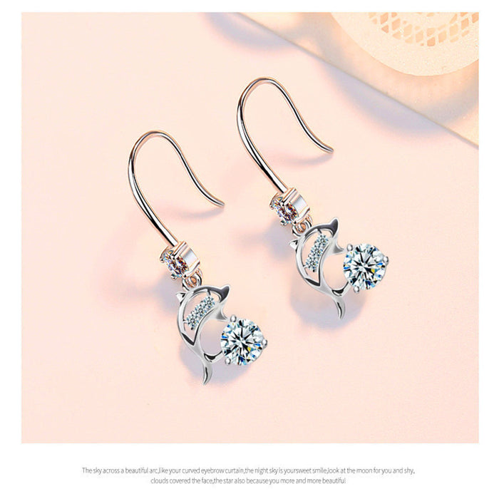 Dolphin zircon earrings long earrings for women