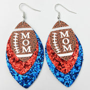 Football Mom Glitter Leather Earrings with Cheerleader Design - wallojewerly 