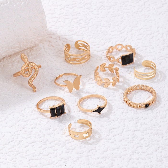 Smooth plain ring seven-piece set