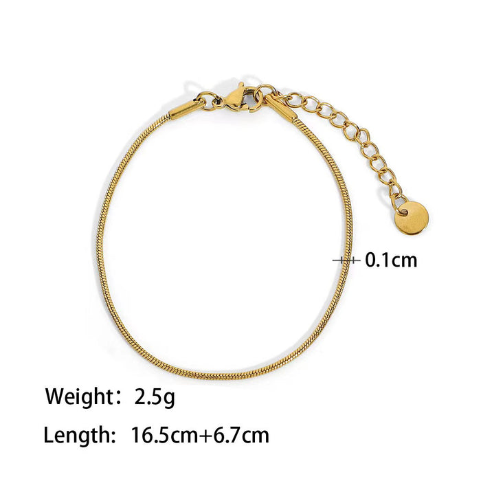 18K gold plated stainless steel double layer Cuban chain snake chain bracelet