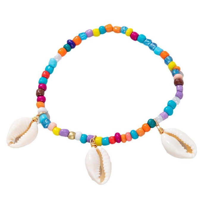 Colorful Shell Bracelet Set - Three-Piece Boho Beaded Jewelry