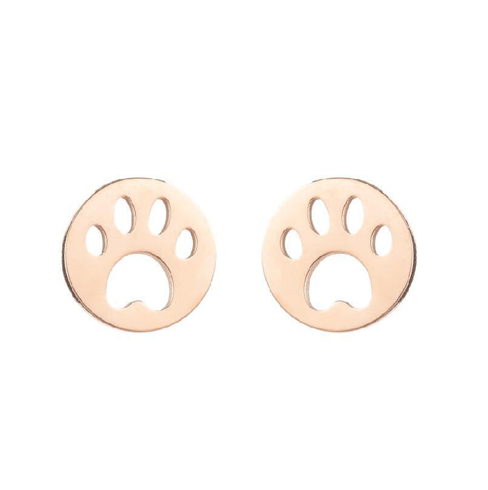 Paw Print Stainless Steel Stud Earrings - Cute and Playful Animal Jewelry