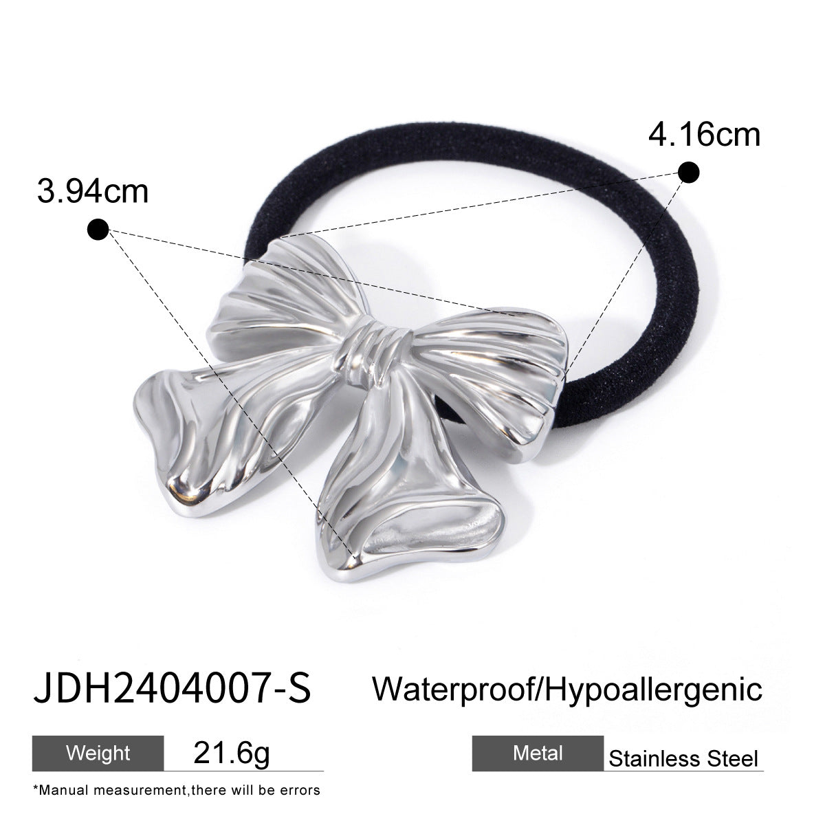 18K Gold Plated Stainless Steel Hair Tie - High-End U-Shaped Elastic Band for Ponytails