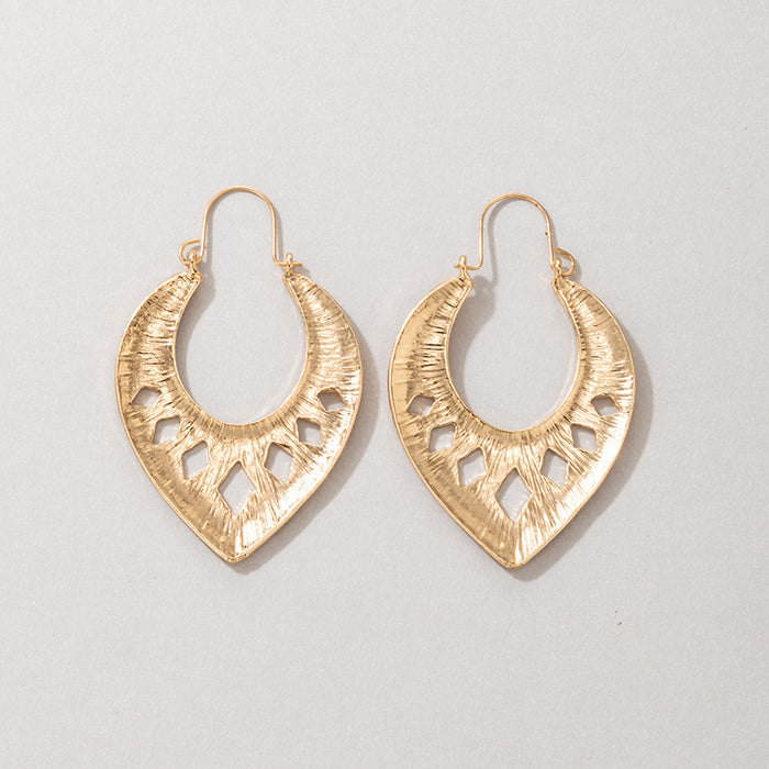 Alloy U-shaped teardrop hollow diamond earrings