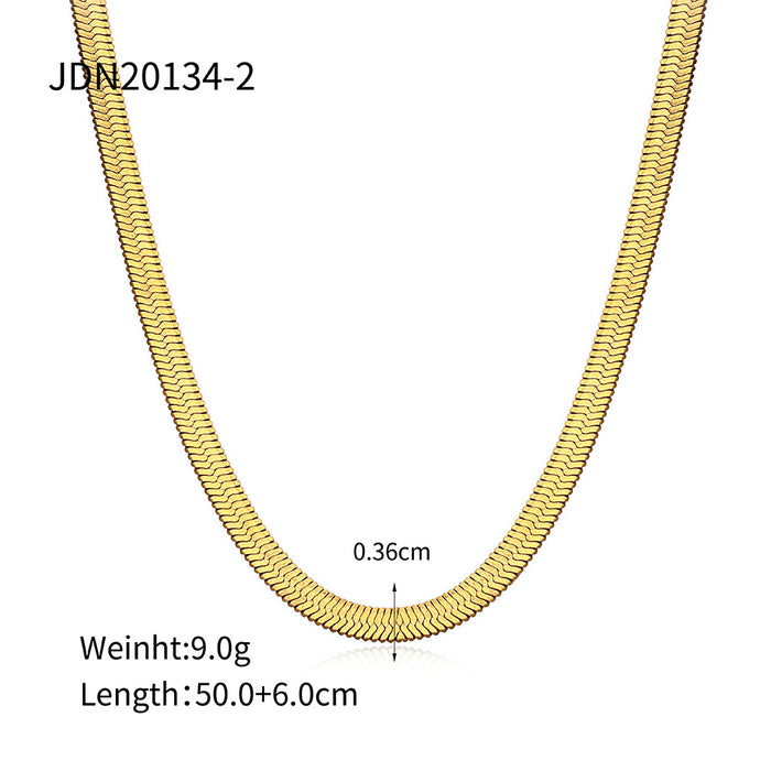 Elegant 18K Gold-Plated Stainless Steel Necklace - Popular Titanium Steel Snake Bone Chain for Layered Look