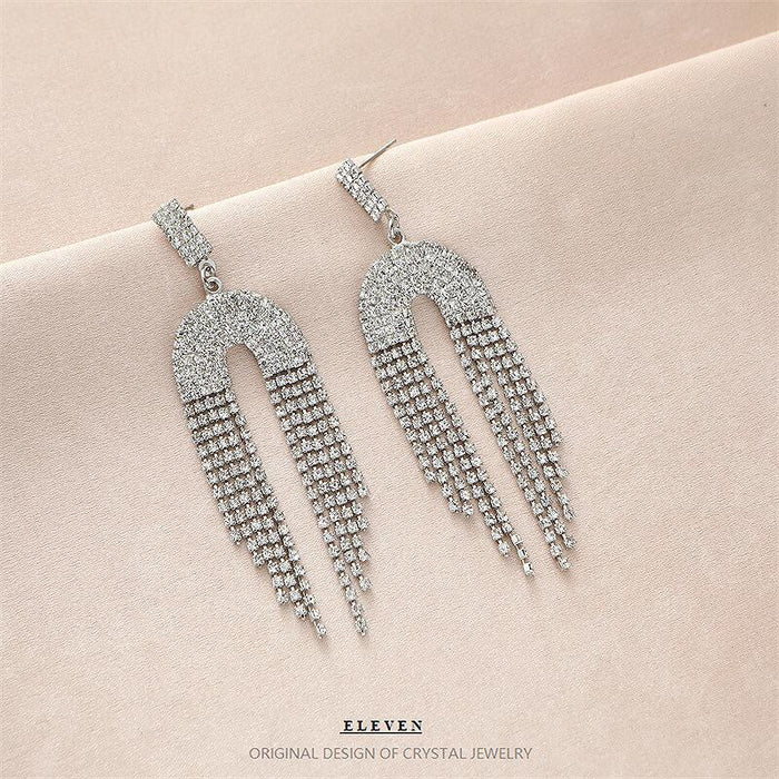 Full Rhinestone Tassel Earrings - Elegant Dangles for a Modern Style