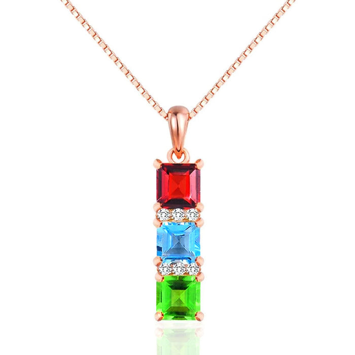 Rainbow building block hollow necklace Japanese and Korean style light luxury necklace