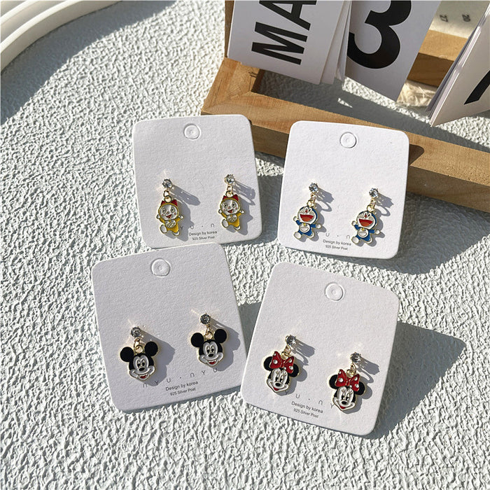 Cartoon earrings | 925 silver needle sweet girl earrings student style earrings