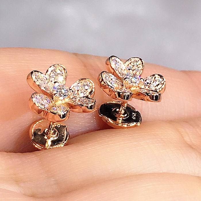 Flower earrings full of diamond earrings for women