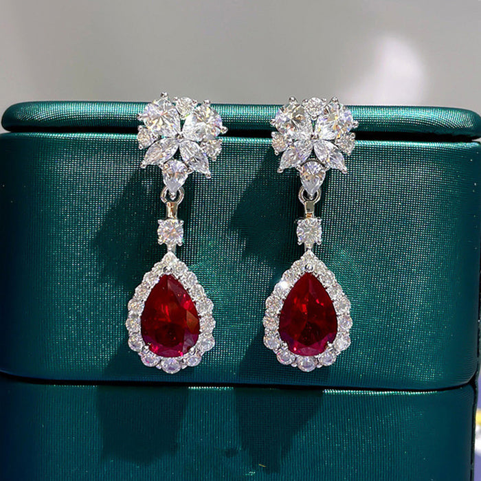 Long earrings floral teardrop earrings