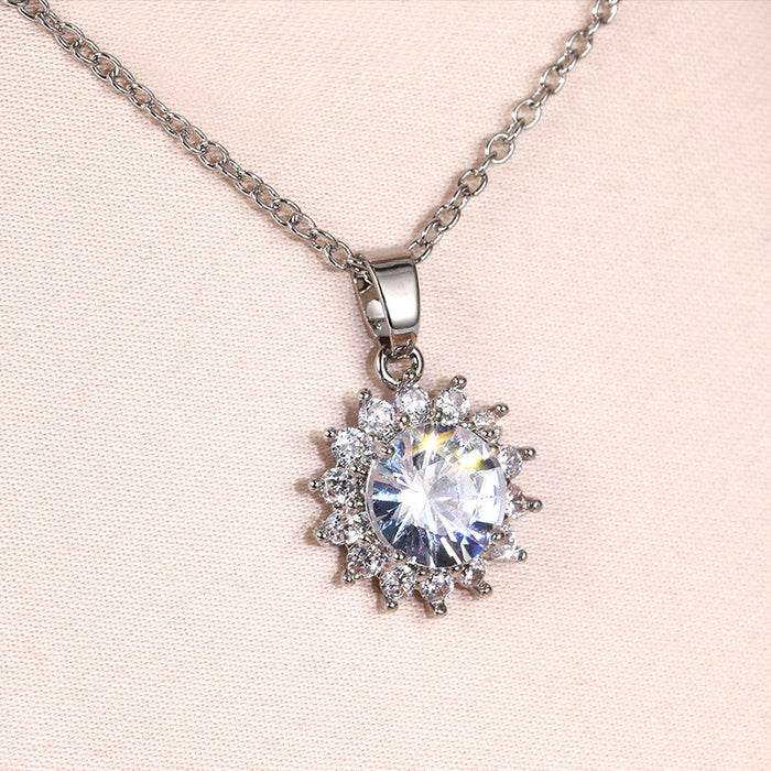 Zircon flower necklace clavicle chain European and American fashion jewelry