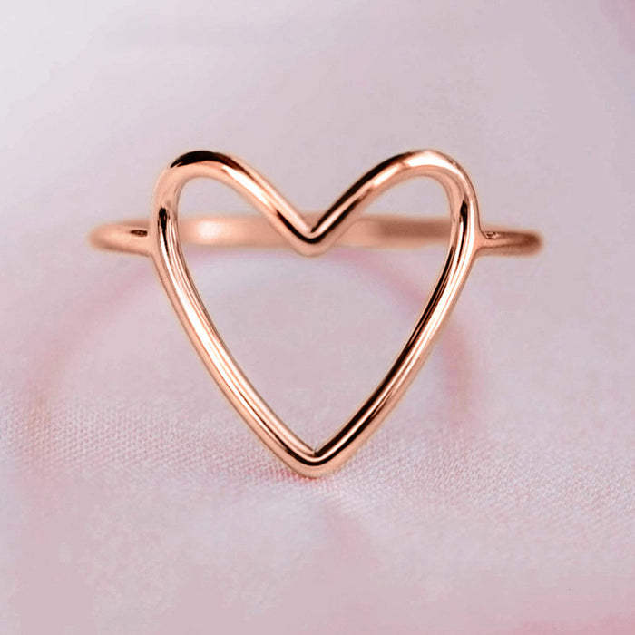 Anillo de corazón simple, anillo clásico liso, accesorios elegantes