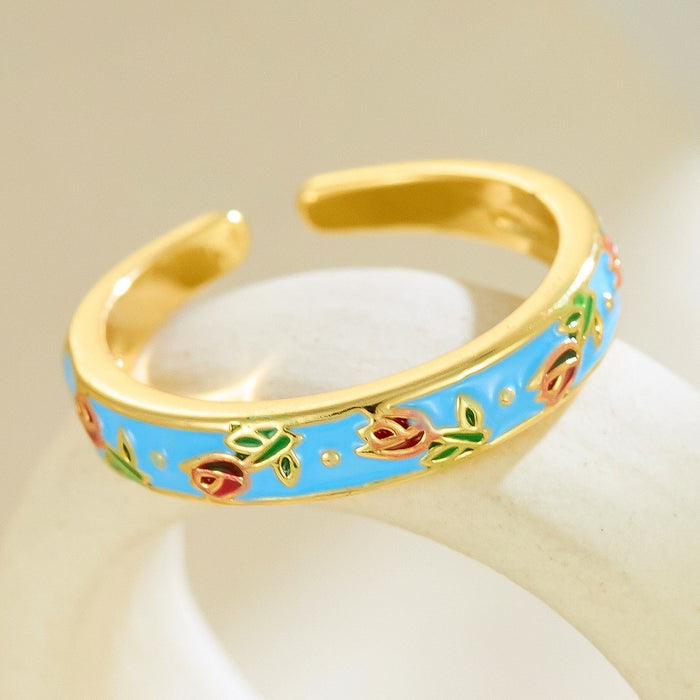 Wholesale dripping flower open rings