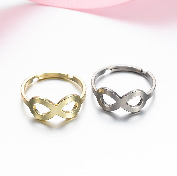 Vintage stainless steel ring, hollow eight-character pattern ring wholesale