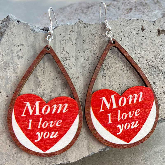 Wooden Moon Mother Earrings