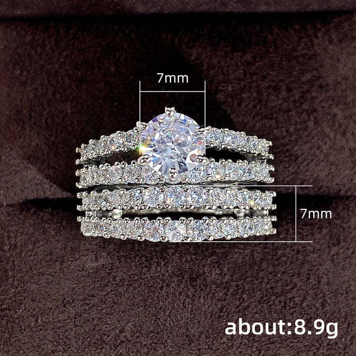 Hollow double layer zircon engagement ring